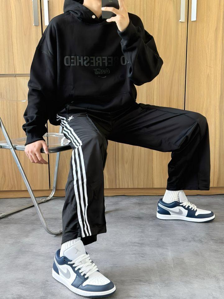 ootd|这款黑色条纹直筒休闲裤真的太帅了!!!